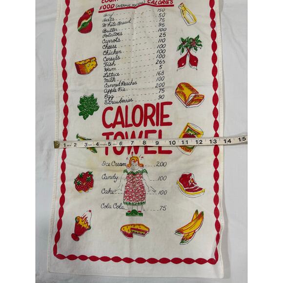 Vintage 50s/60s Calorie Count Tea Towel Kitchen Linen - Picture 2 of 6